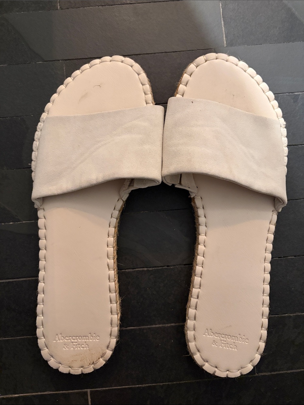 Abercrombie & Fitch Neutral Suede Slide Sandals Espadrille